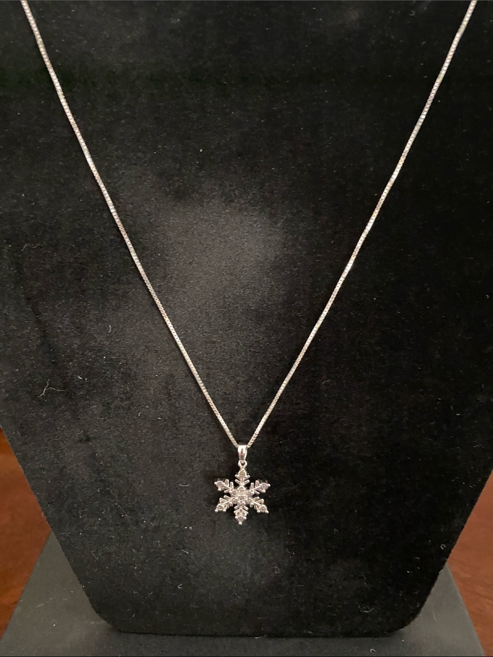 Sterling Silver Snowflake Pendant Necklace with diamond accents - Silver